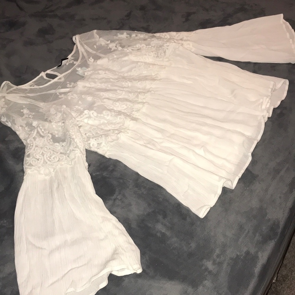 Torrid White Bell Sleeve Baby Doll Blouse NWT